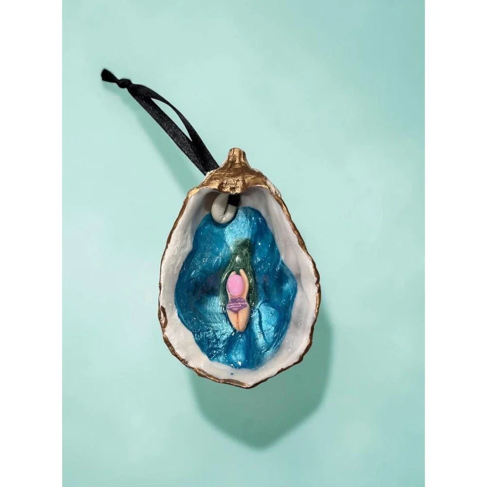 Coastal Oyster Shell Swimmer Hanging Ornament Handmade Nautical Gift, Gift Boxed